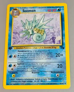 Seemon # 42/62 Uncommon 1.Edition Fossil 2000 Pokemon Deutsch Near Mint Vintage - Image 1