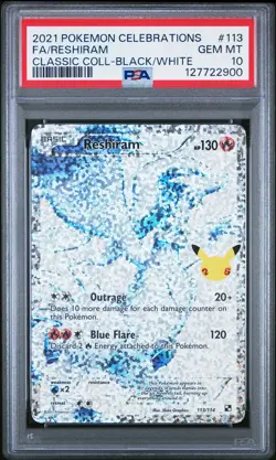 2021 Pokemon Celebrations Classic Collection Reshiram Fa PSA 10 #113 - Image 1