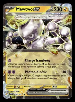 Carte Pokemon Mewtwo Ex 058/182 EV04 Faille Paradoxe FR - Image 1
