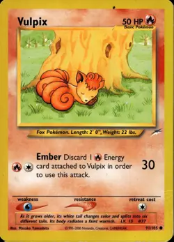 Vulpix 91/105 Common WOTC Neo Destiny Pokemon - Image 1