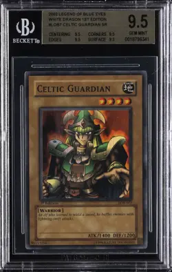 2002 YU-GI-OH! LOB-LEGEND OF BLUE EYES WHITE DRAGON #007 CELTIC GUARDIAN BGS 9.5 - Image 1