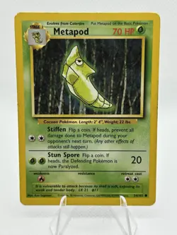 Metapod 54/102 Base Set Common Vintage Pokemon Card WOTC TCG English - Image 1