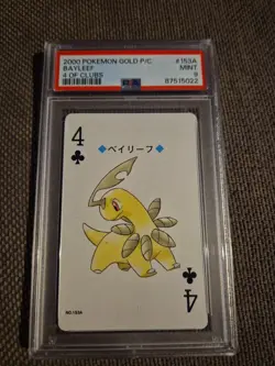 2000 POKEMON SILVER PLAYING CARDS 4 OF CLUBS BAYLEEF PSA 9 #153A - Image 1