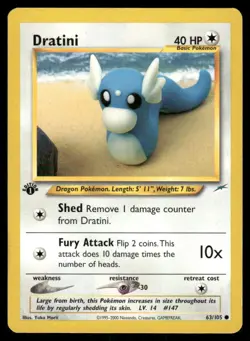 Pokemon Cards Dratini 63/105 1ST EDITION Neo Destiny Common LP - Image 1