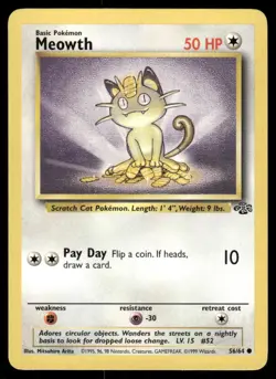 Pokemon Cards Meowth 56/64 UNLIMITED Jungle WOTC Common NM - Image 1