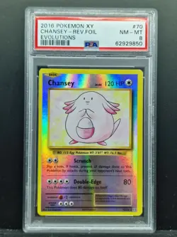 Pokemon TCG Chansey Evolutions Reverse Holo Card 70/108 Rare PSA 8 Graded nm/mt - Image 1