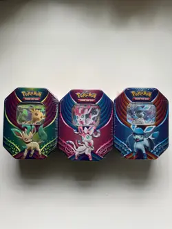 3 Tin Set Sylveon, Glaceon, Leafeon GX Fall Celebration Sealed Pokemon TCG - Image 1