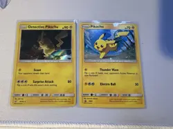 Pokemon Detective Pikachu & Pikachu Holo Card Lot Basic 10/18 SM81 (2 Cards) - Image 1