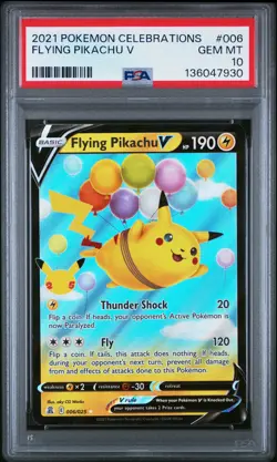 PSA 10 Flying Pikachu V 2021 Pokemon Celebrations #006 - Image 1