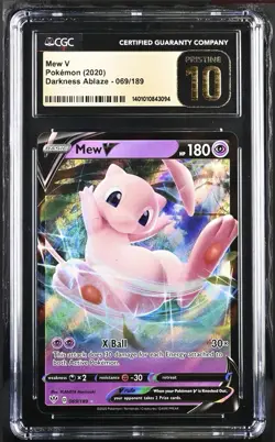 2020 Pokemon SWSH Darkness Ablaze Mew V 069/189 CGC 10 Pristine - Image 1