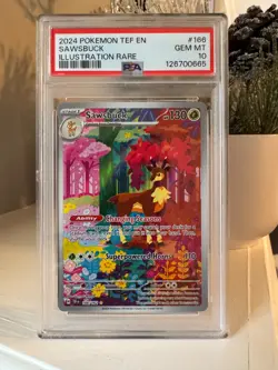 PSA 10 2024 POKEMON TEF EN-TEMPORAL FORCES ILLUSTRATION RARE #166 SAWSBUCK - Image 1