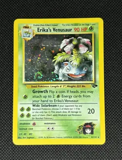 2000 Erika’s Venusaur 4/132 Gym Challenge Holo Pokemon Damaged/Creased* Swirl 🌀 - Image 1