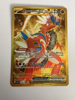 Pokemon TCG Scarlet Violet Gold Hyper Secret Rare Koraidon EX Card 254/198 - Image 1