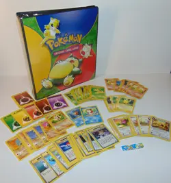 Pokemon Trading Card Game Official Folder + 95 Vintage Cards TCG 1999 Bundle lot - Image 1