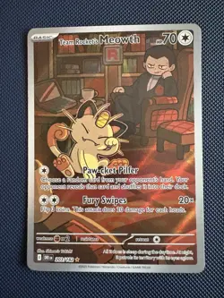 Pokemon TCG Team Rockets Meowth Card 203/182 Destined Rivals Near Mint - Image 1