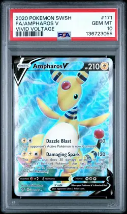 2020 POKEMON SWORD & SHIELD VIVID VOLTAGE #171 FULL ART/AMPHAROS V PSA 10 - Image 1