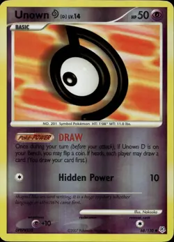 Unown D 68/130 Reverse Holo DP Diamond and Pearl Base Pokemon - Image 1