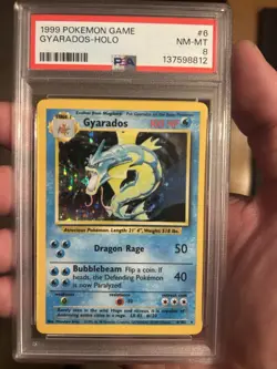 1999 POKEMON BASE SET UNLIMITED #6 GYARADOS-HOLO PSA 8 - Image 1