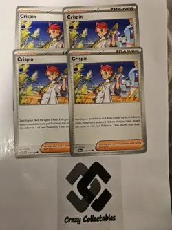 Pokemon Card Crispin 133/142 Stellar Crown 4x Trainer Playset Rare Mint Cards - Image 1