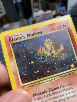 Pokemon TCG Blaine's Moltres Holo Rare Card 1/132 Gym Heroes Series double swirl - Image 1