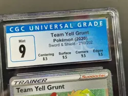 CGC Grade Mint 9 Team Yell Grunt 210/202 Rainbow Rare Sword Shield Pokemon Card - Image 3