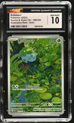 2023 Pokemon Scarlet&Violet 151 Bulbasaur Holo Illustration Rare CGC 10 #166/165 - Image 1