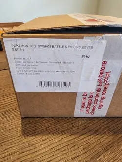 Pokemon TCG: SWSH05 Battle Styles Case Of 144 Sleeved Boosters From Factory - Image 1