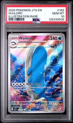 2025 POKEMON JTG EN-JOURNEY TOGETHER ILLUSTRATION RARE #162 WAILORD PSA 10 - Image 1