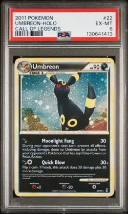 2011 POKEMON CALL OF LEGENDS #22 UMBREON-HOLO PSA 6 - Image 1