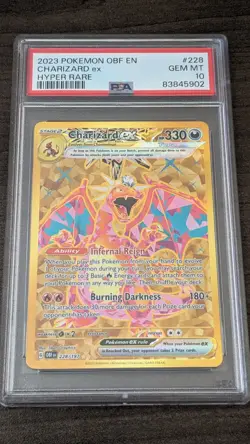 CHARIZARD EX 2023 Pokemon #228/197 PSA 10 GEM-MINT Obsidian Flames HYPER RARE - Image 1