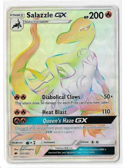 Salazzle GX 151/147 Burning Shadows Sun & Moon Rainbow Secret Rare Pokemon NM - Image 1