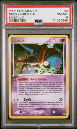 2005 POKEMON EX EMERALD #2 DEOXYS-REV.FOIL EMERALD PSA 8 - Image 1