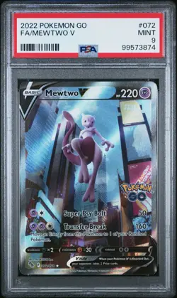 2022 POKEMON GO #072 FULL ART/MEWTWO V PSA 9 - Image 1