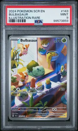 2024 POKEMON SCR EN-STELLAR CROWN ILLUSTRATION RARE #143 BULBASAUR PSA 9 - Image 1