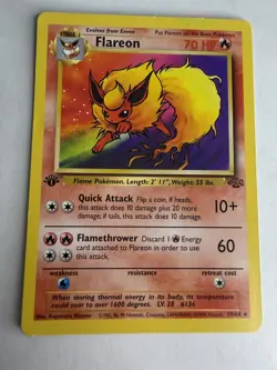 Pokemon TCG Flareon 1st Edition Non-Holo Jungle (1999) 19/64 WOTC Condition MP - Image 2