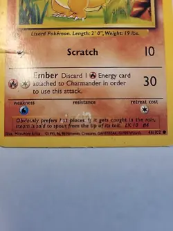 1999 Pokemon Base Set 1st Edition Charmander 46/102 (English) MP - Image 3
