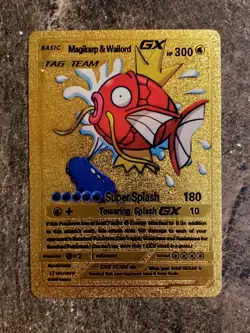 Magikarp & Wailord GX Gold Foil Premium Fan Art Pokemon Collector 161/181 - Image 1