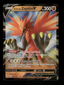 Pokemon SWSH06: Chilling Reign #080/198 Galarian Zapdos V Ultra Rare - Image 1