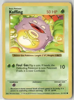 1999 Pokemon Classic - Base Set Vintage Shadowless Non-Holo Koffing #51/102 - Image 1