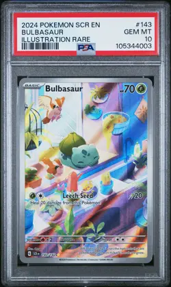 2024 POKEMON SCR EN-STELLAR CROWN ILLUSTRATION RARE #143 BULBASAUR PSA 10 - Image 1