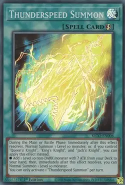 Thunderspeed Summon - KICO-EN006 - Super Rare - 1st Edition Near Mint Yugioh Car - Image 1