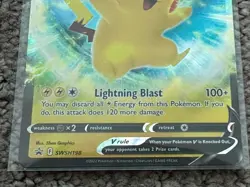 Pikachu V Card SWSH198 Sword & Shield Holo Rare Promo Pokemon Foil Regular Size - Image 3