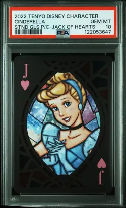 Disney Tenyo Stained Glass Playing Cards CInderella Jack of Hearts PSA 10 - Image 1