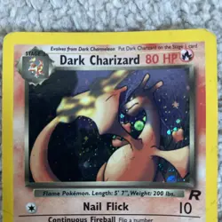 Pokemon TCG Dark Charizard 4/82 Holo Rare Card Team Rocket Swirl 🌀 - Image 1