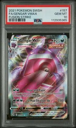 Pokemon TCG Card Gengar VMAX 157/264 Fusion Strike Full Art Holo - PSA 10 - Image 1