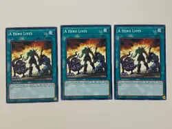Yugioh - A Hero Lives x 3 - 1st Edition LP - Plus Free Holo Card - Image 1