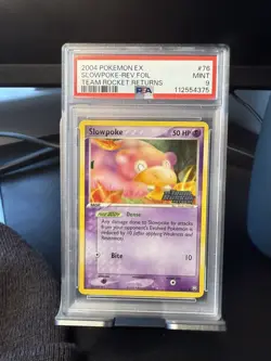 2004 POKEMON EX TEAM ROCKET RETURNS #76 SLOWPOKE-REVERSE HOLO FOIL PSA 9 - Image 1