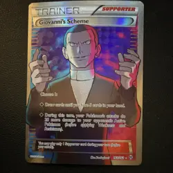 Pokemon Giovanni's Scheme 162/162 Breakthrough Ultra Rare Full Art Holo Trainer - Image 1