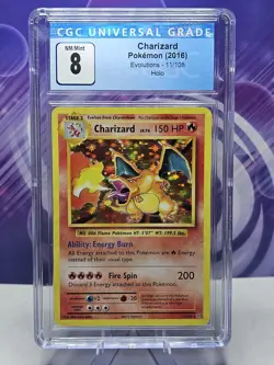 Pokemon Charizard 11/108 Holo XY EVOLUTIONS CGC 8 NM/Mint 2016 Blue Label - Image 1