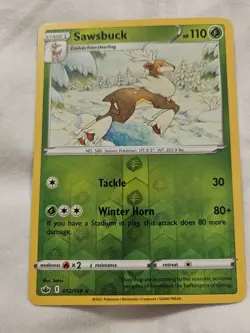 Pokemon Cards Sawsbuck 012/198 Reverse Holo Chilling Reign Nr Mint Card - Image 1